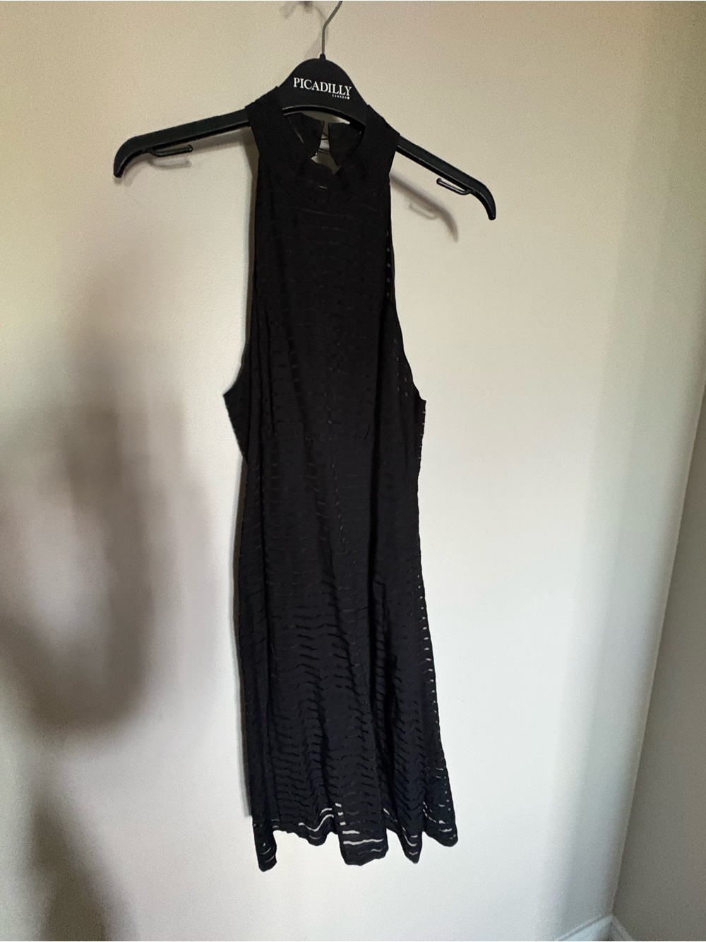 Fornarina Black Textured Sleeveless Dress with Subtle Sheen small